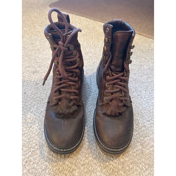 Tony Lama Harlingen work boot brown leather Mens 8.5 Womens 10 - Picture 2 of 8